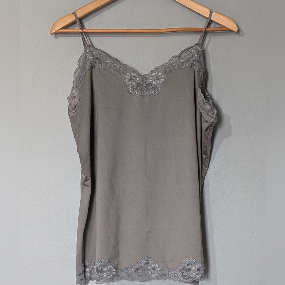 Y2K‎ Ricki's Gray Lace-Trim Camisole Top Fairy Grunge Ethereal